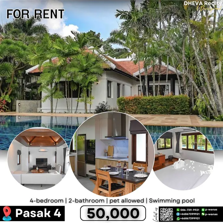 Villa for Rent – Pet-Friendly in Prime Pasak Location | 50,000฿/Month