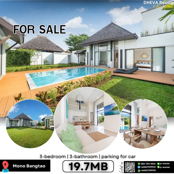 villas Mono Bangtao 3 bedrooms and 3 bathrooms | For rent and sale